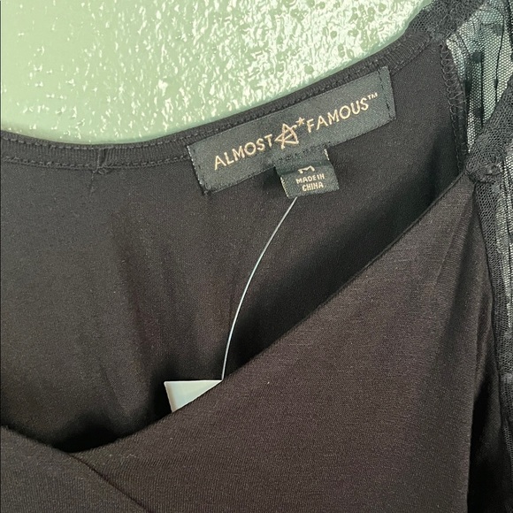 Almost Famous Black Sheer Lace Sleeve Blouse NWT - Picture 2 of 10